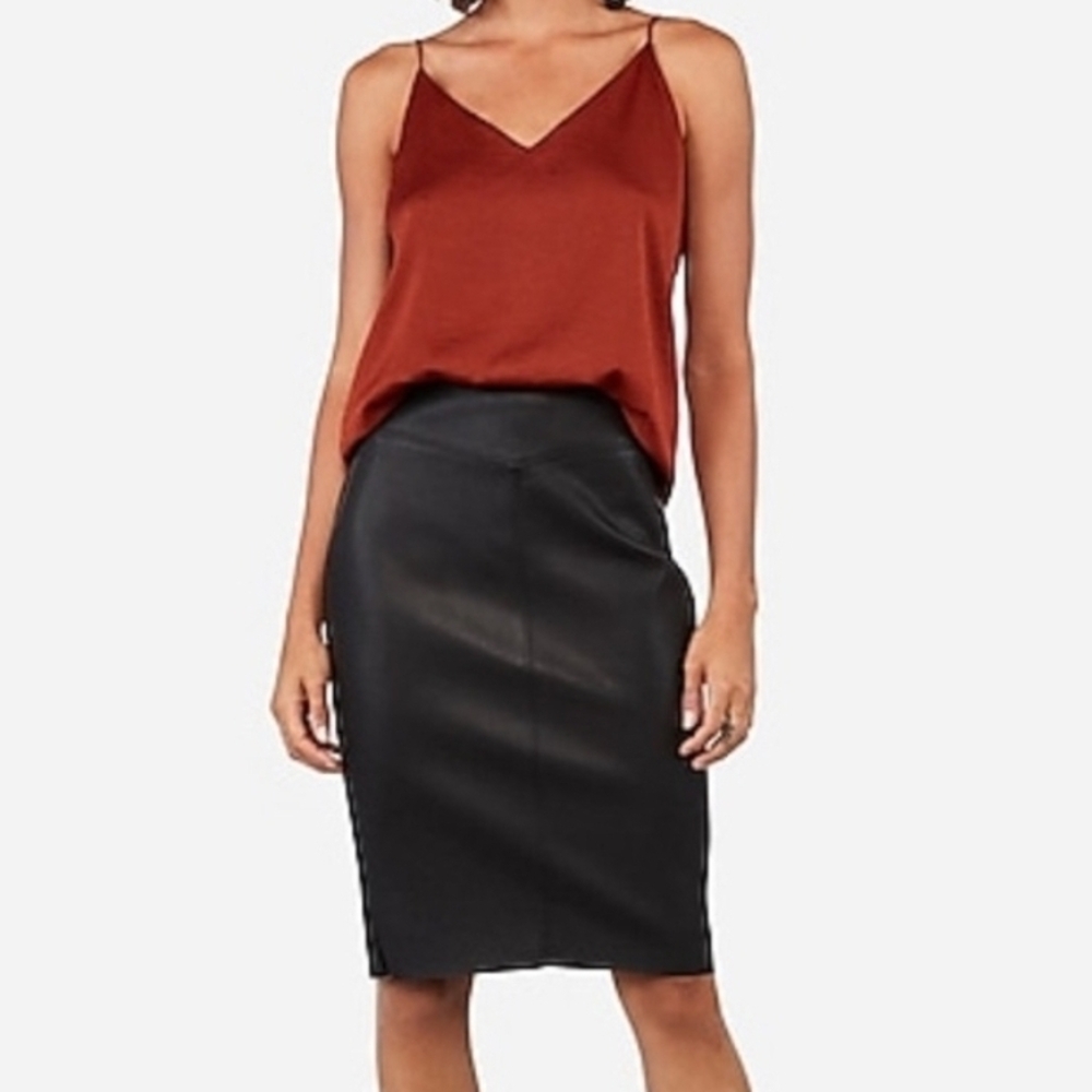 Express Faux Leather Black Pencil Skirt